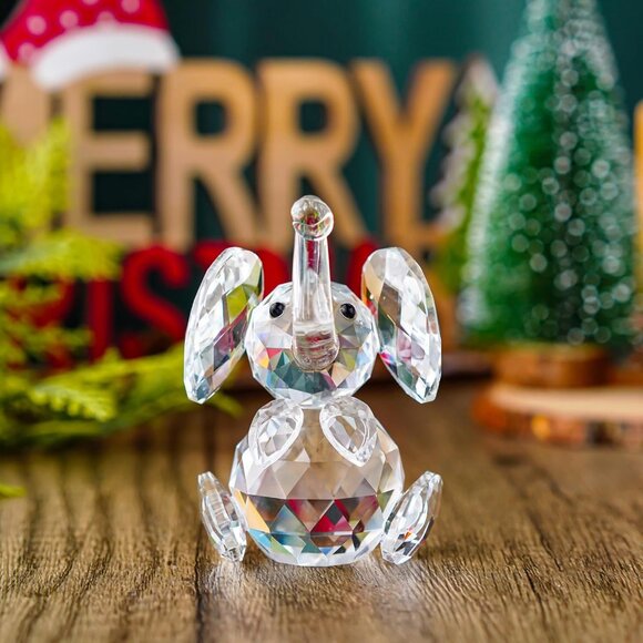 Sparkling Crystal Elephant Figurine with Rainbow Reflection for Home Decor - Picture 8 of 9